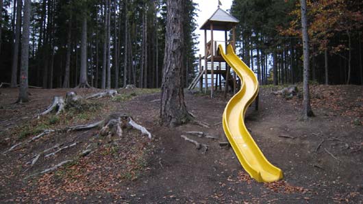 glijbaan in het bos