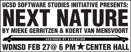 Next Nature lecture at UCSD Software Studies Initiative, center for research in computing and the arts