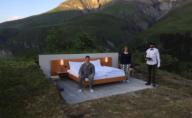Open air hotel in Switzerland offers panoramic view 
