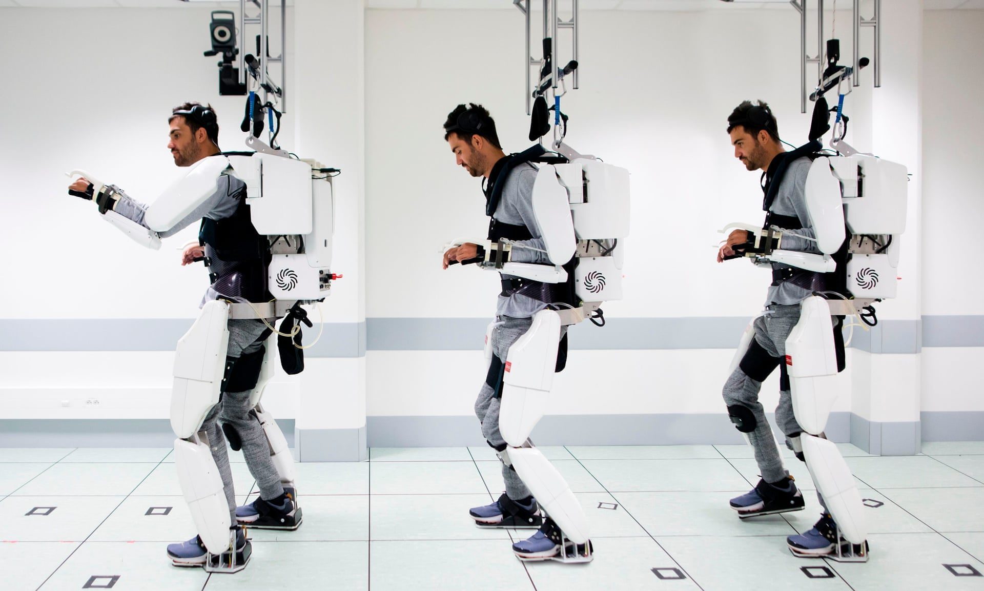 This brain-controlled exoskeleton allows a paralyzed man to walk again